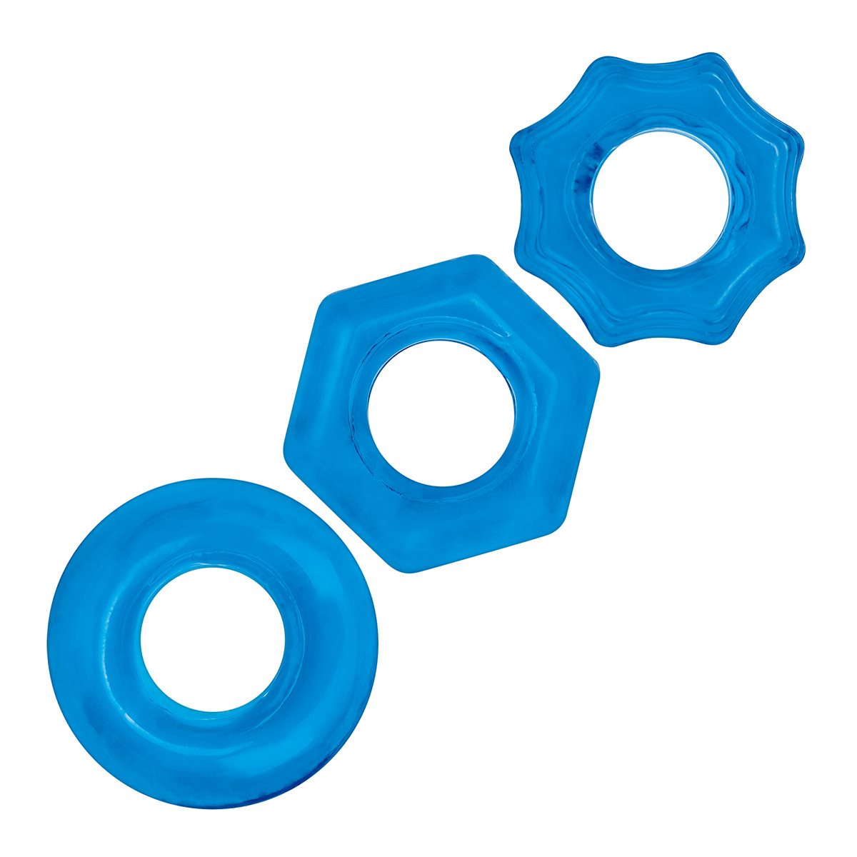BlueLine Комплект из трех колец для эрекции 3-Pack Nuts & Bolts Stretch Cock Ring Set