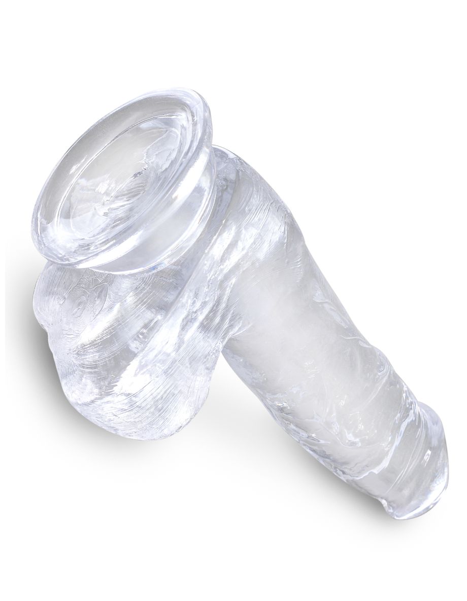 Прозрачный фаллоимитатор с мошонкой на присоске King Cock Clear 6 Cock with Balls