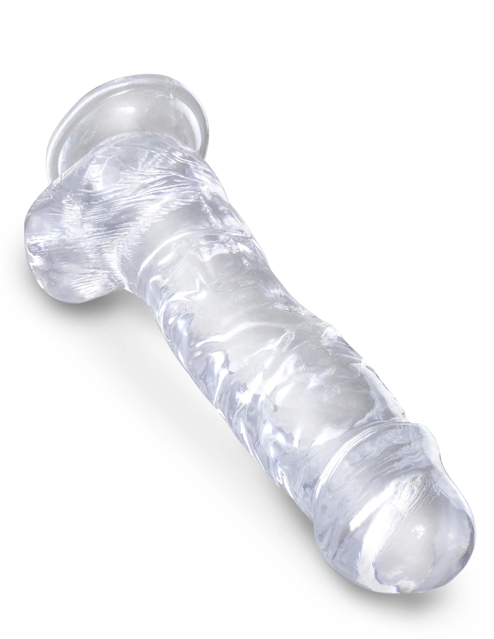 Прозрачный фаллоимитатор с мошонкой King Cock Clear 8