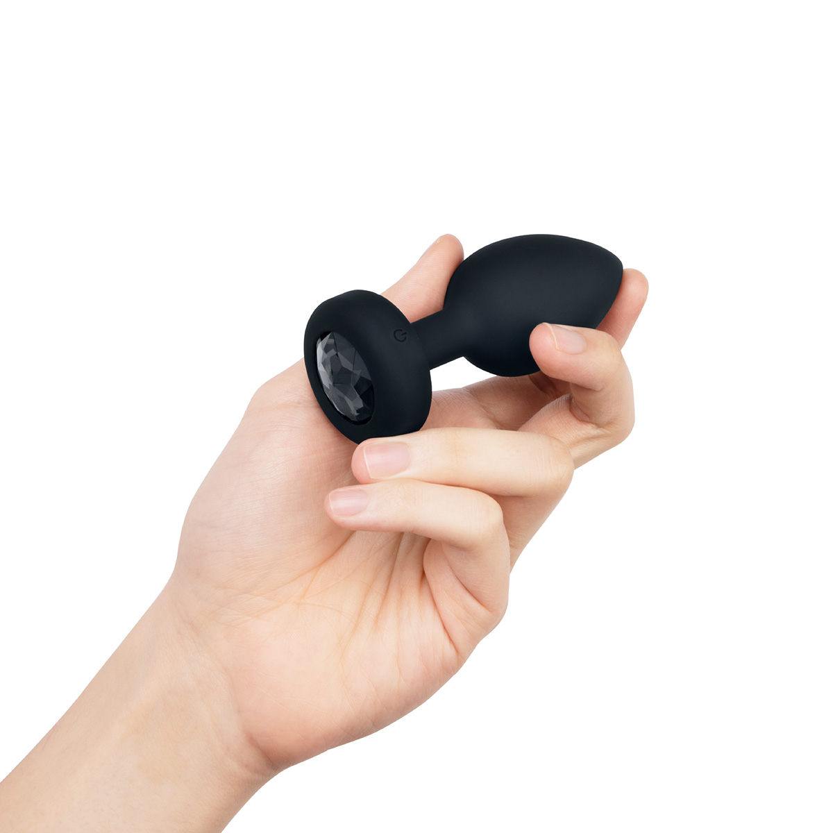 b-Vibe Вибрирующая втулка Vibrating Jewel Plug M/L черного цвета