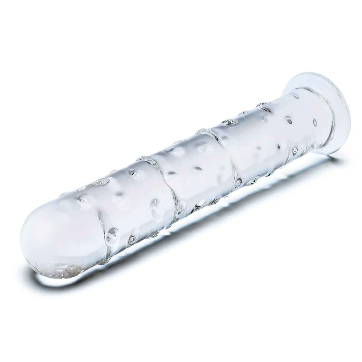 Glas Прямой стеклянный фаллос с массажным рельефом 10" EXTRA LARGE GLASS DILDO