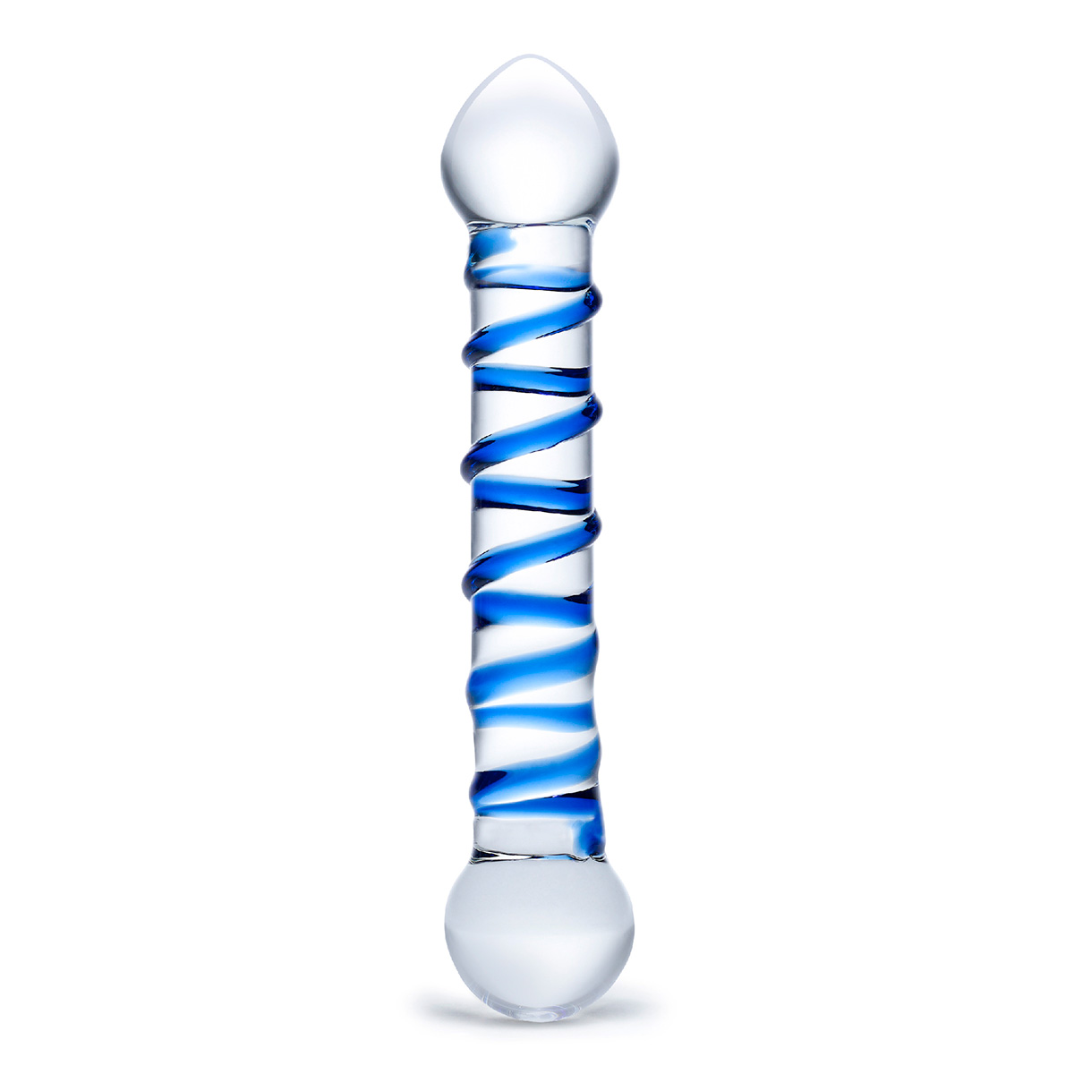 Glas Прозрачный фаллос с голубой спиралью Spiral Dildo