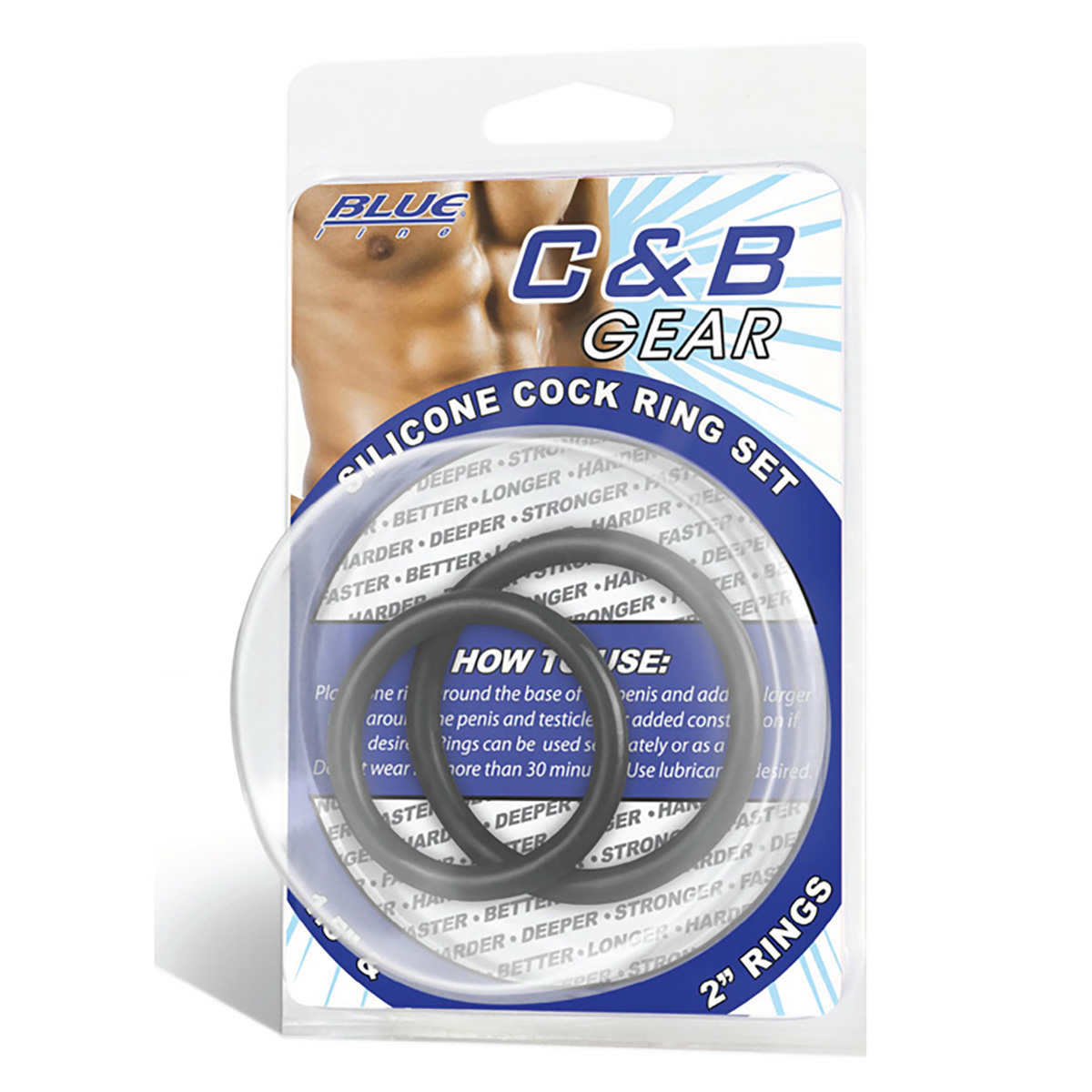 BlueLine Набор из двух черных силиконовых колец разного диаметра SILICONE COCK RING SET