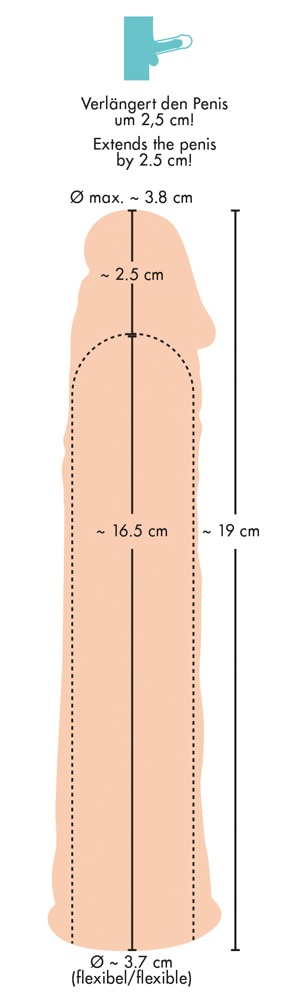 Насадка удлинитель из силикона телесная Penis extender with bulging glans and veins