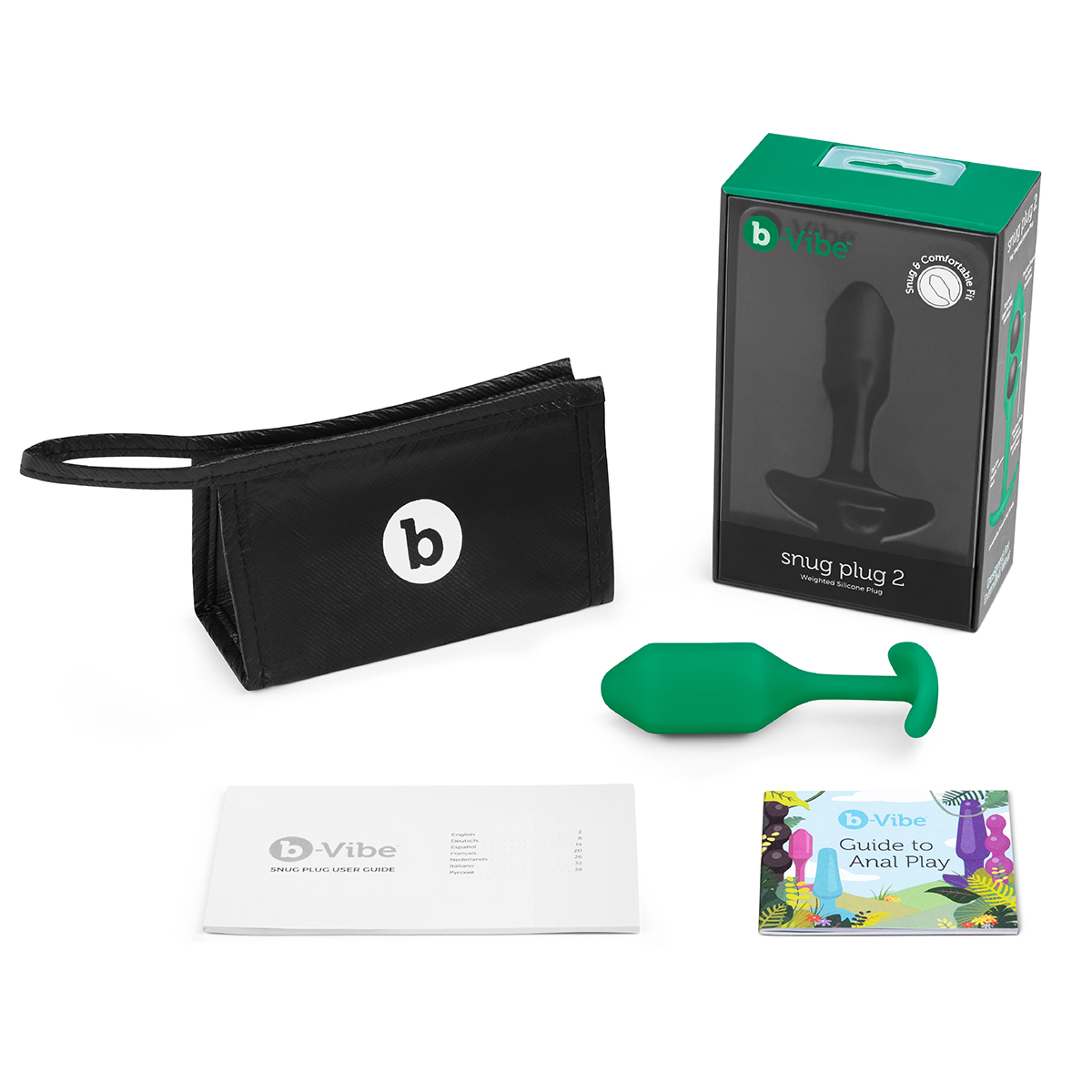 b-Vibe Профессиональная пробка для ношения B-vibe Snug Plug 2 зеленая