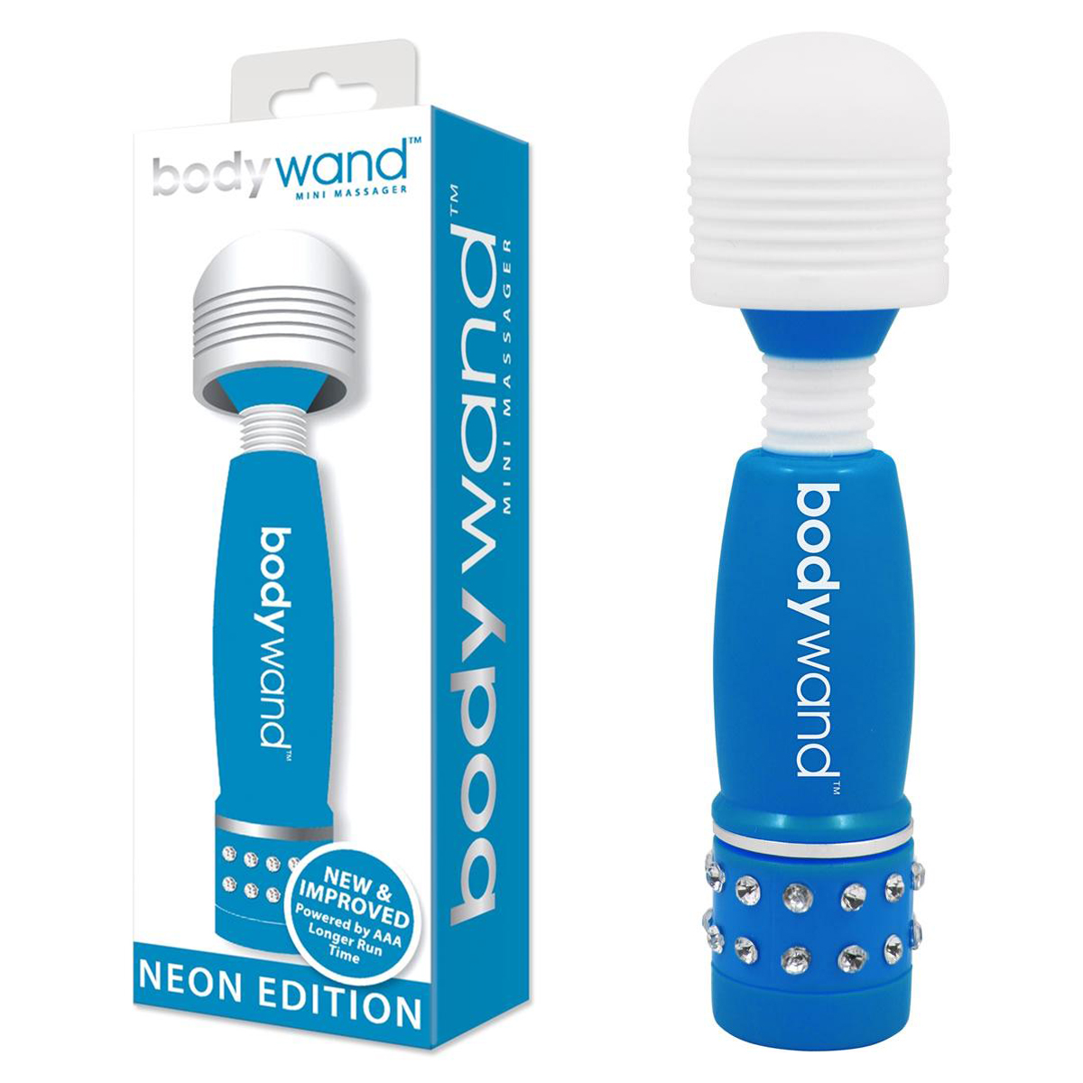 BodyWand Бирюзовый мини-ванд с кристаллами Neon Edition
