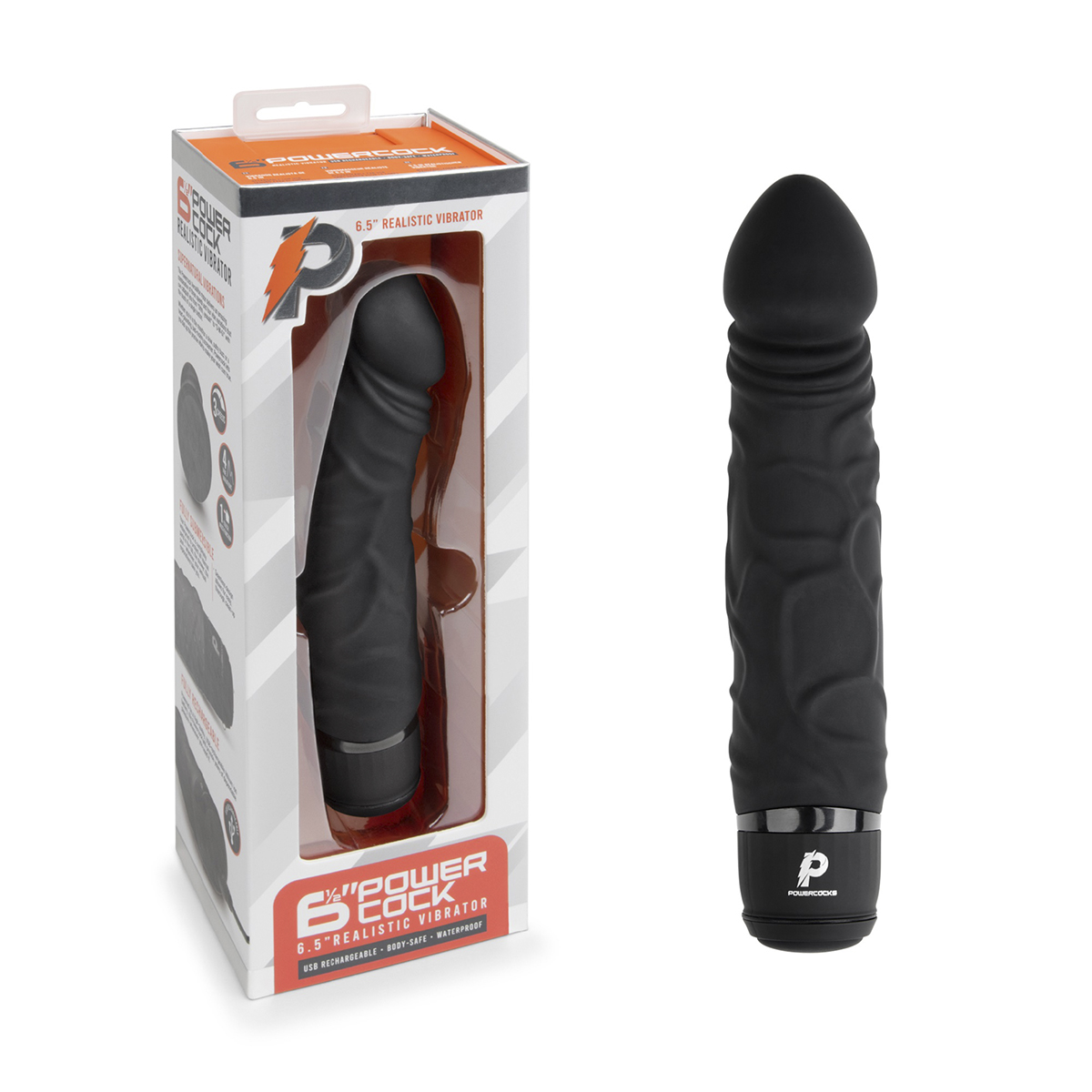PowerCocks Классический массажер 6.5" Girthy Realistic Vibrator черый