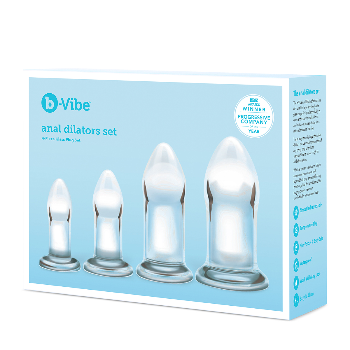 b-Vibe Набор тренировочных стеклянных плагов ANAL DILATORS SET