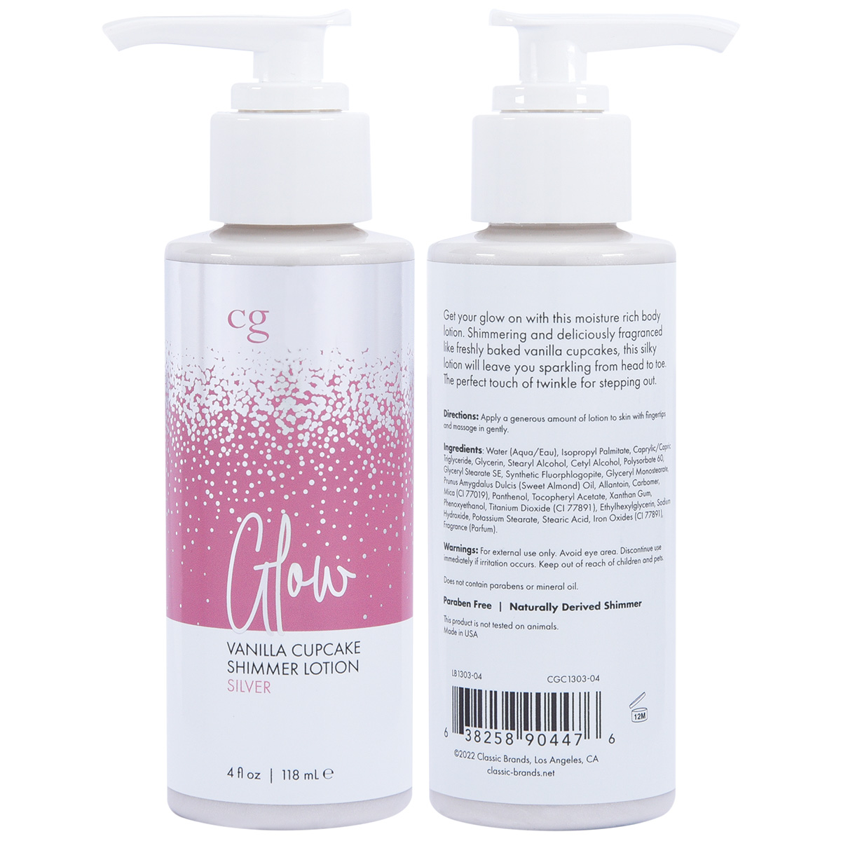 CG Мерцающий лосьон для тела CG GLOW Vanilla Cupcake Shimmer Lotion серебряные блестки 118 мл