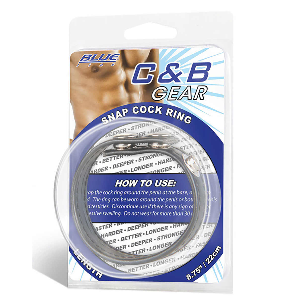 BlueLine Кольцо на пенис из искусственной кожи на клепках (4-6 см) SNAP COCK RING