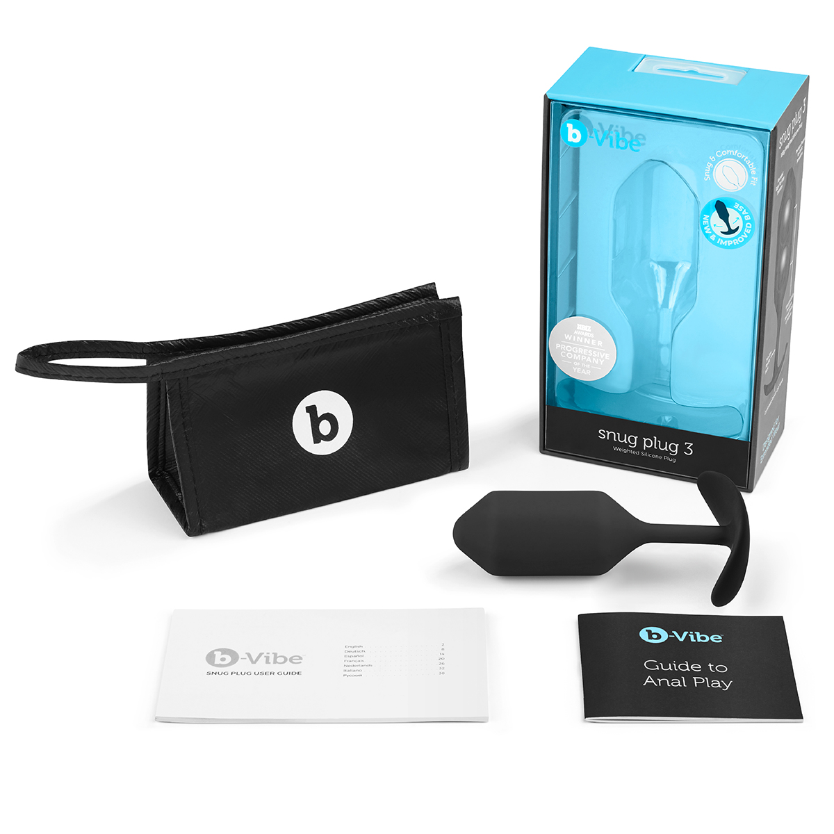 b-Vibe Профессиональная пробка для ношения B-vibe Snug Plug 3 черная