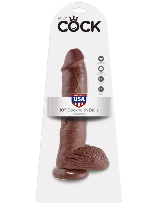 Фаллоимитатор-гигант коричневый King Cock 10 Cock with Balls