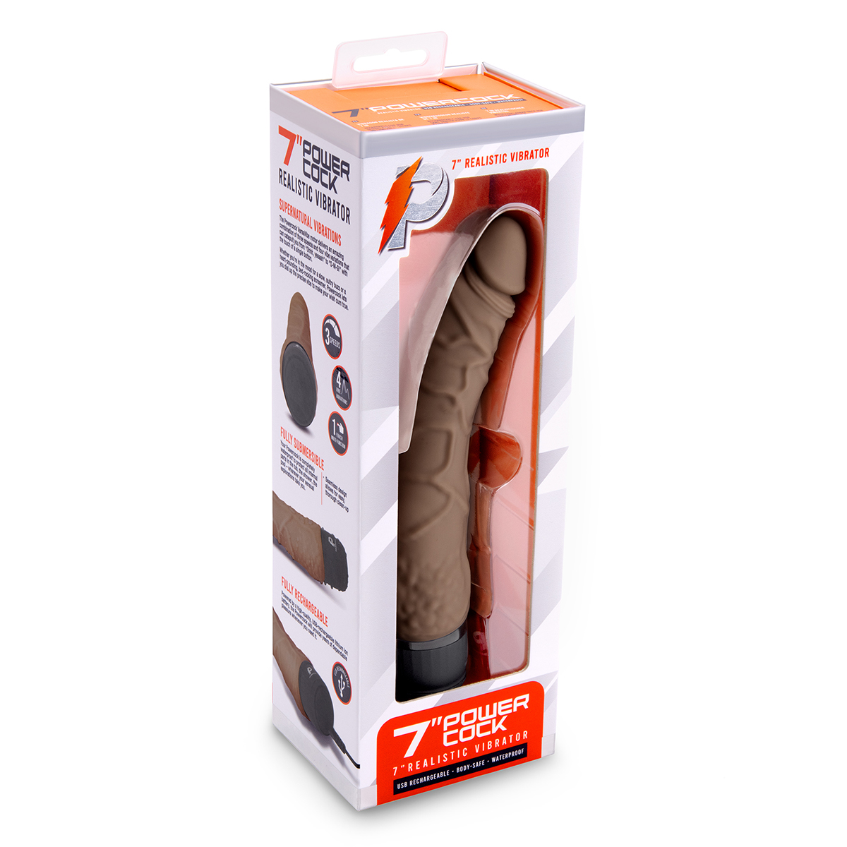 PowerCocks Универсальный вибромассажер цвет шоколад 7" Realistic Vibrator
