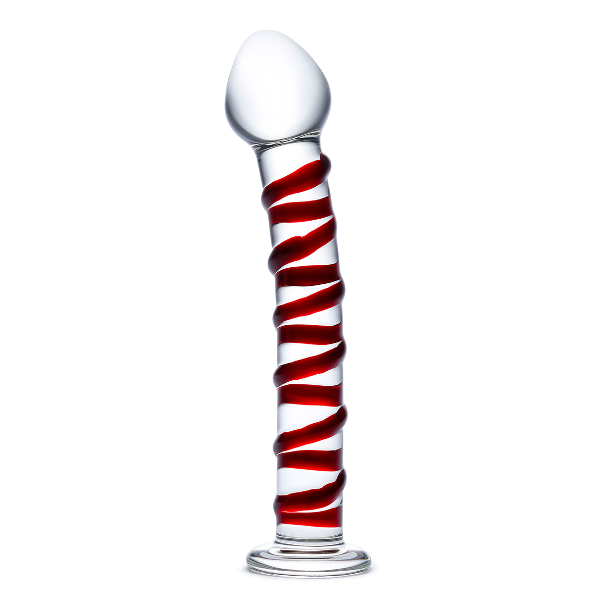 Glas Фаллос с рельефной красной спиралью из стекла Mr. SWIRLY