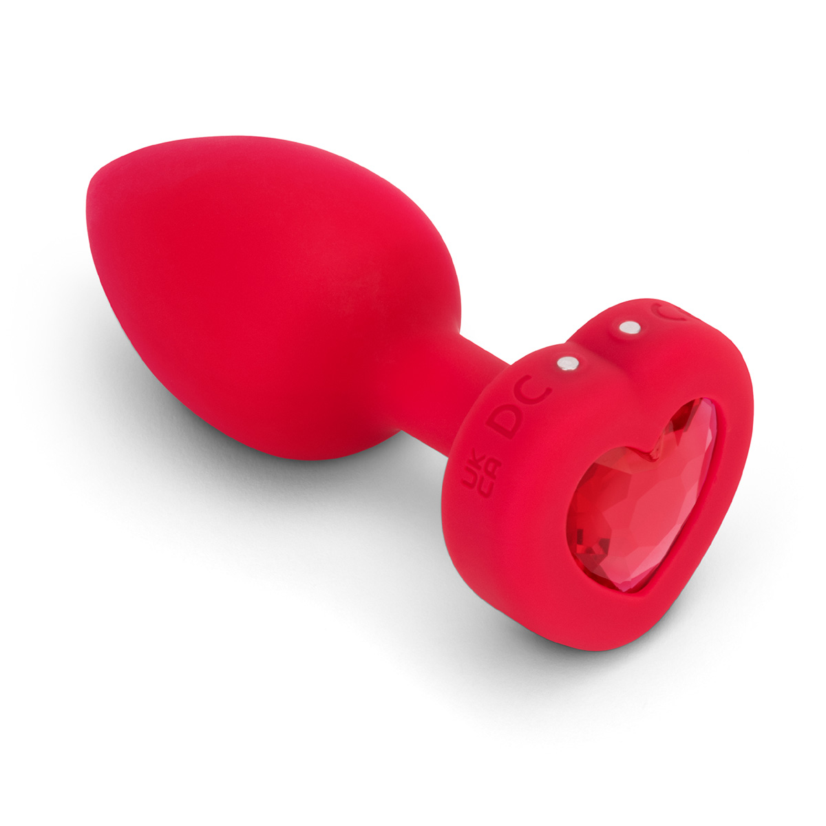 b-Vibe Анальный алый плаг с кристаллом-сердцем VIBRATING HEART SHAPE JEWEL PLUG M/L