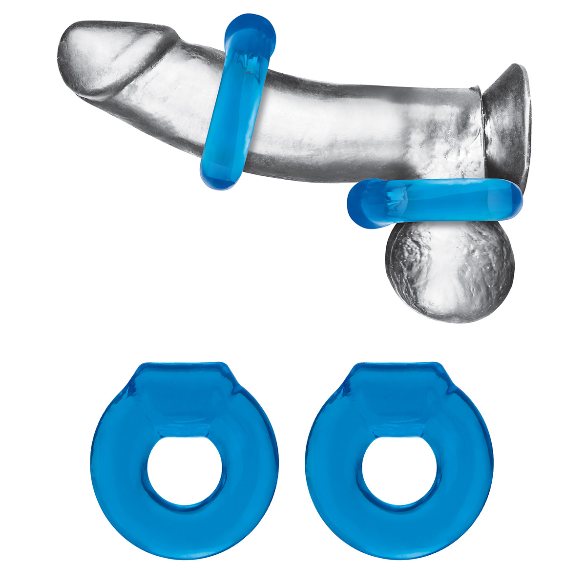 BlueLine Пара колец для пениса и мошонки 2-Pack Ultra-Stretch Stamina Endurance Ring