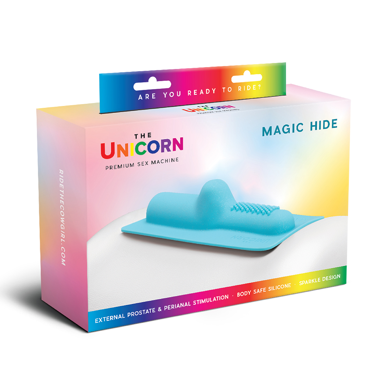 CowGirl Голубая насадка с блестками для премиум секс-машины UNICORN MAGIC HIDE COWGIRL