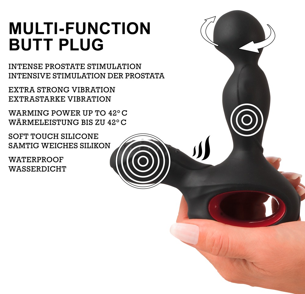 Вибромассажер простаты с нагревом и ротацией Silicone Prostate Plug