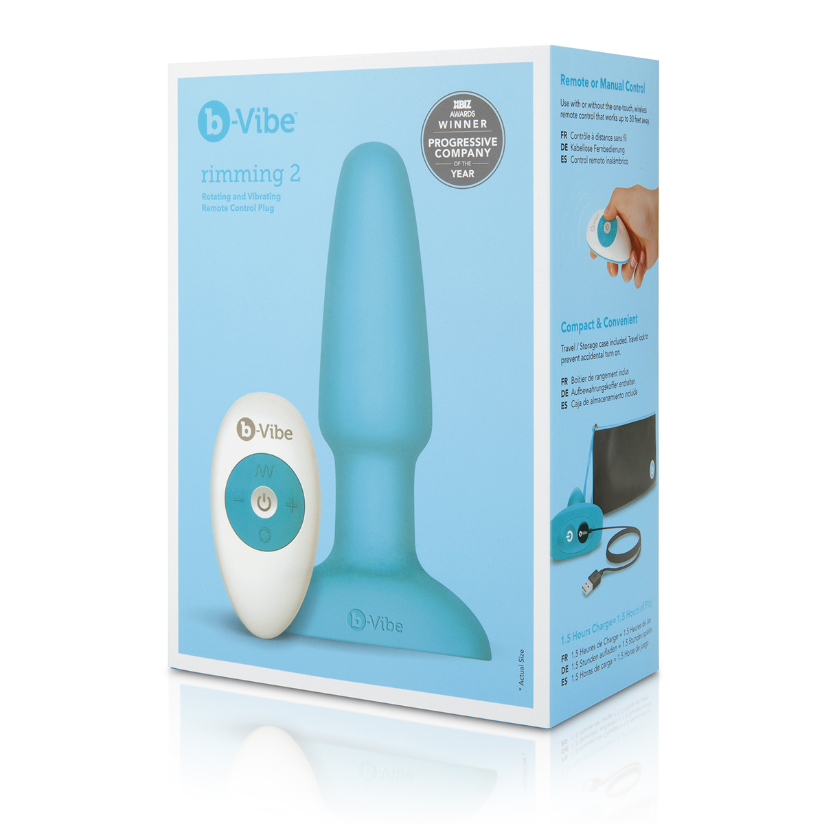 b-Vibe Анальная премиум-пробка с римминг эффектом B-Vibe Rimming Plug голубая