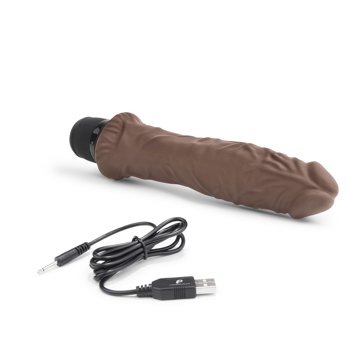 PowerCocks Классический массажер 8" Girthy Realistic Vibrator шоколад