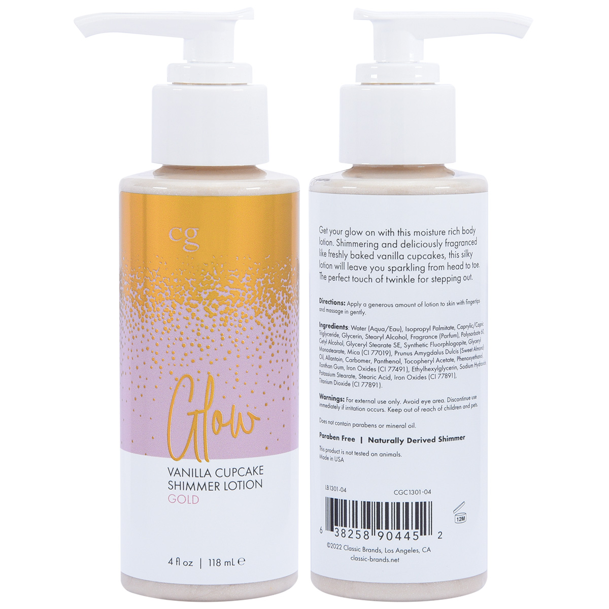 CG Мерцающий лосьон для тела CG GLOW Vanilla Cupcake Shimmer Lotion золотые блестки 118 мл