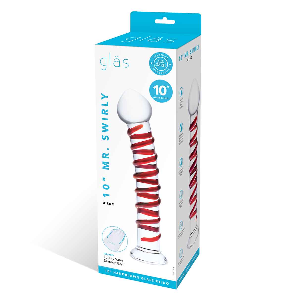 Glas Большой стимулятор с красной спиралью 10in MR. SWIRLY DILDO