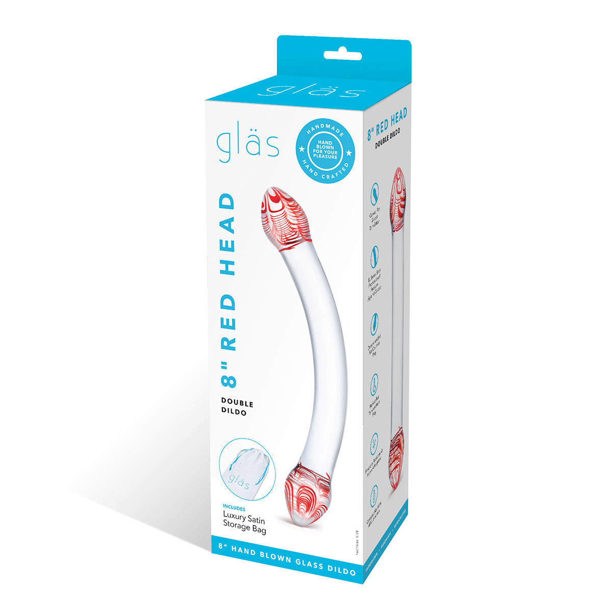 Glas Изогнутый двусторонний фаллос с двумя красными головками RED HEAD