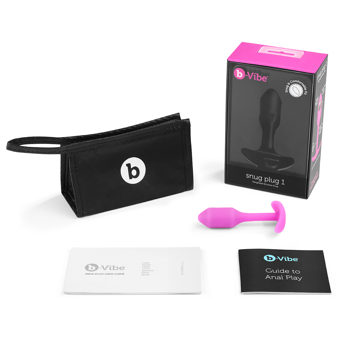 b-Vibe Профессиональная пробка для ношения B-vibe Snug Plug 1 фуксия
