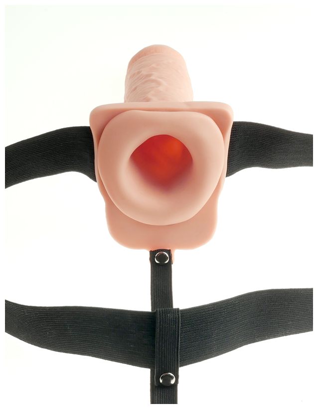 Перезаряжаемый вибрострапон Fetish Fantasy 7 Hollow Rechargeable Strap-on with Balls