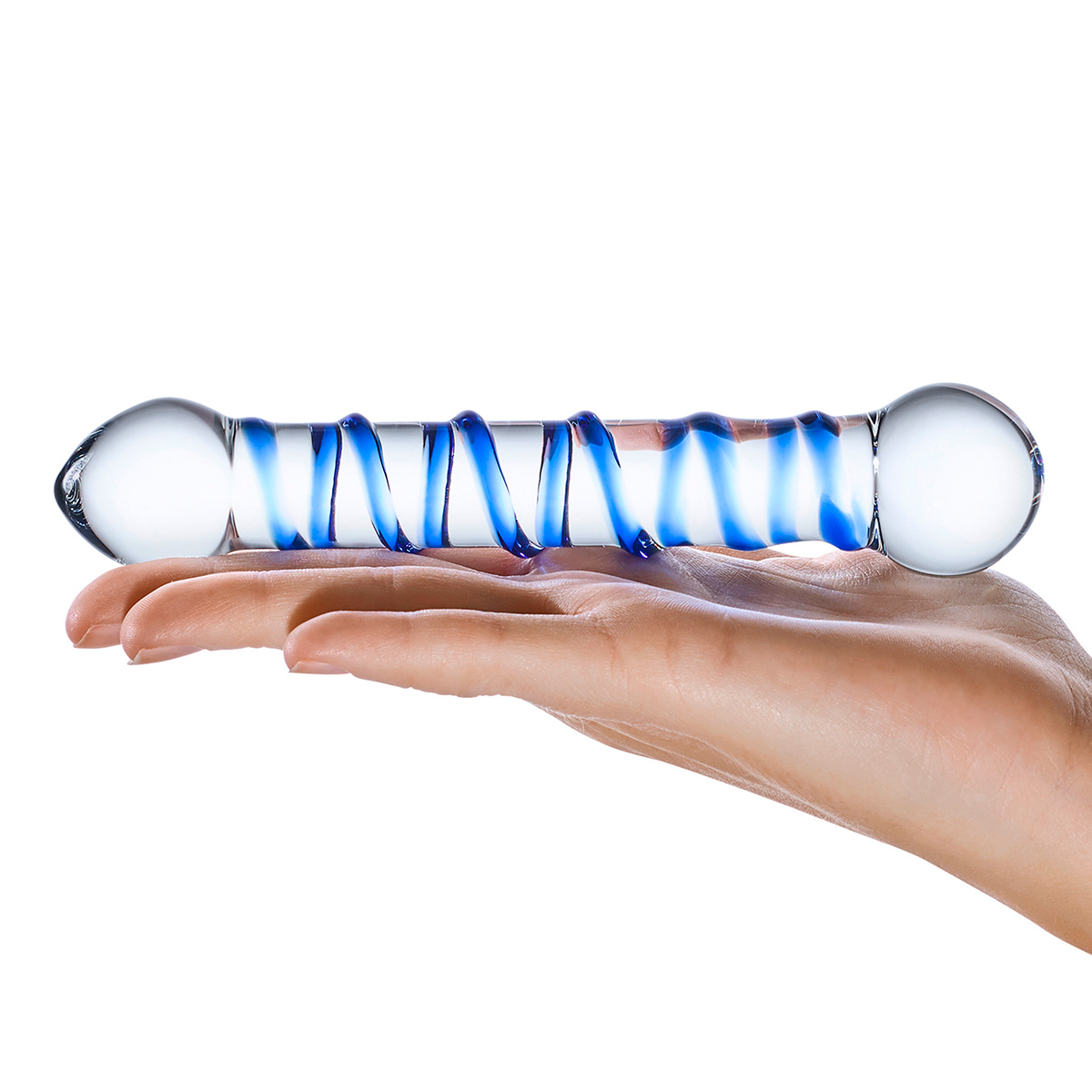 Glas Прозрачный фаллос с голубой спиралью Spiral Dildo