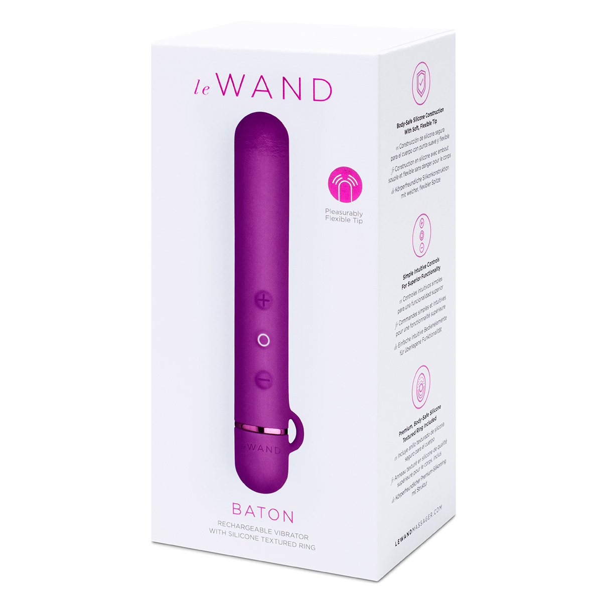 le WAND Силиконовый мини-вибратор класса люкс le WAND Baton вишневый