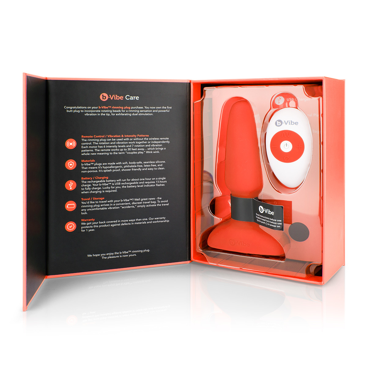 b-Vibe Анальная премиум-пробка с римминг эффектом B-Vibe Rimming Plug оранжевая