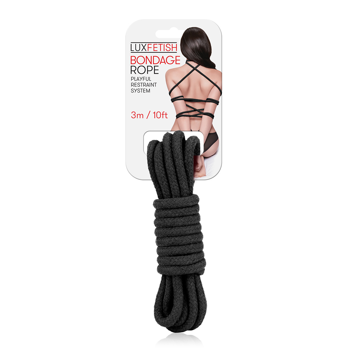 Lux Fetish Черная хлопковая веревка 3 м для связывания Bondage Rope