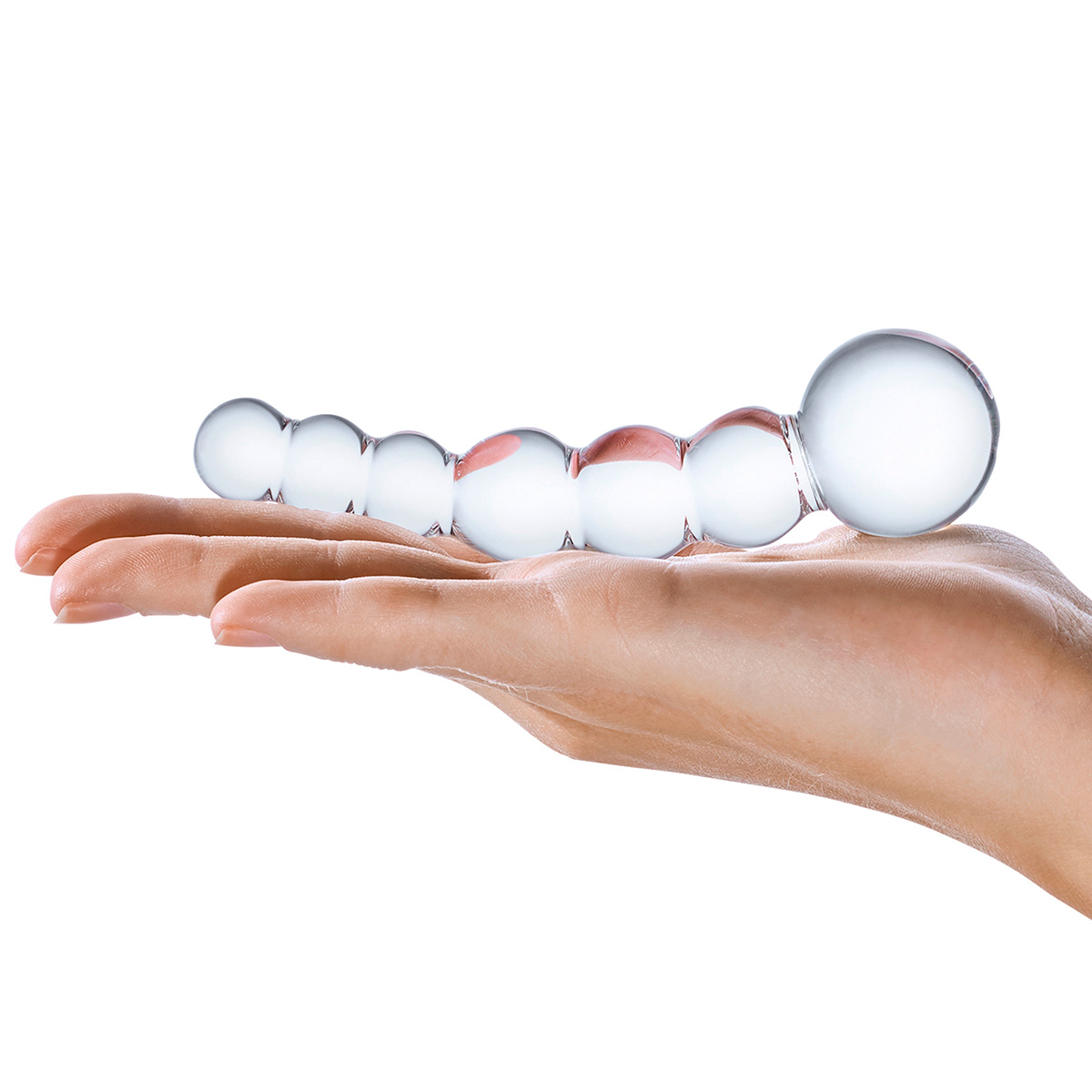 Glas Изогнутный прозрачный фаллос Beaded Dildo
