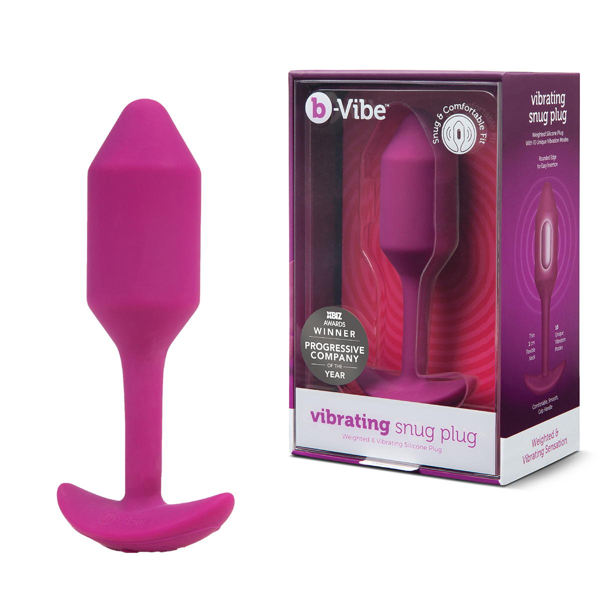 b-Vibe Профессиональная пробка для ношения с вибрацией розовая B-Vibe Vibrating Snug Plug 2
