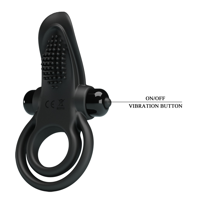 Эрекционное виброкольцо с двойным подхватом PrettyLove Vibrant Penis Ring