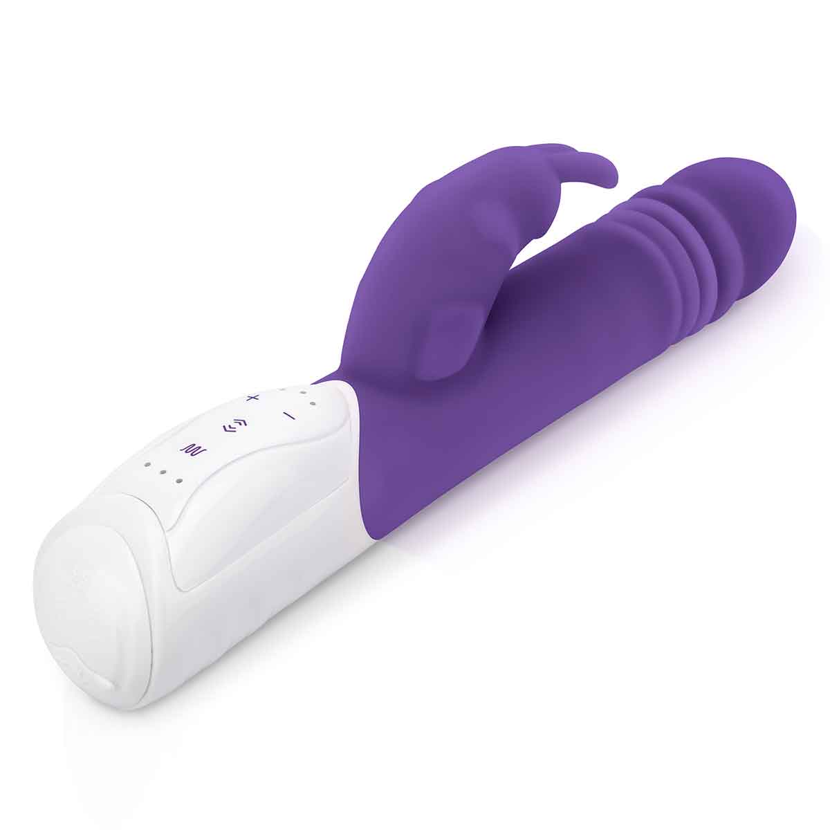 Rabbit Essentials Пульсирующий фиолетовый вибромассажер с двумя виброэлементами G-SPOT THRUSTING RABBIT