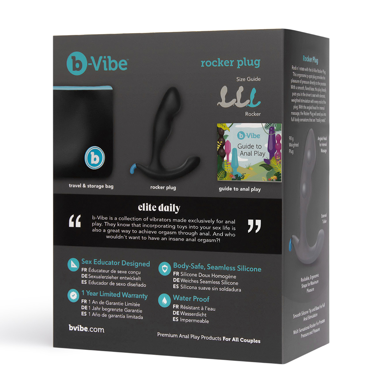 b-Vibe Утяжеленный анальный стимулятор ROCKER PLUG BLACK
