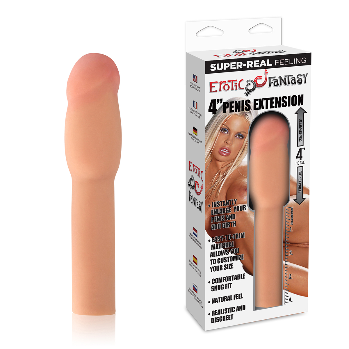 Erotic Fantasy Насадка для увеличения члена на 10 см реалистичная GIRTH EXTENDER