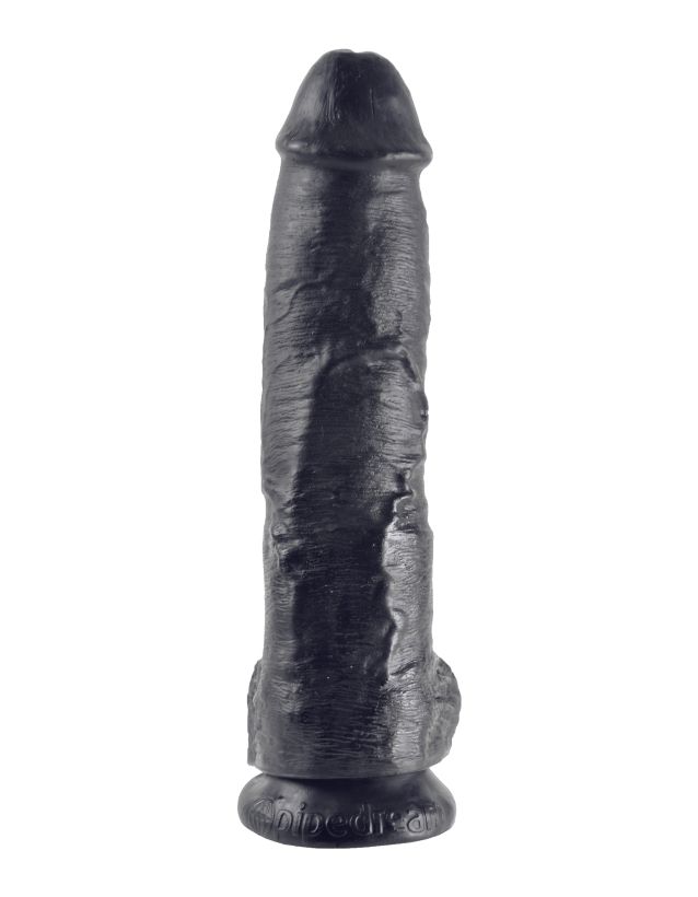 Фаллоимитатор-гигант на присоске с мошонкой черный King Cock 10 Cock