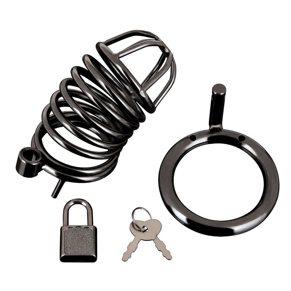 BlueLine Металлическая черная клетка с замком для сексуальных пыток члена Deluxe Chastity Cage