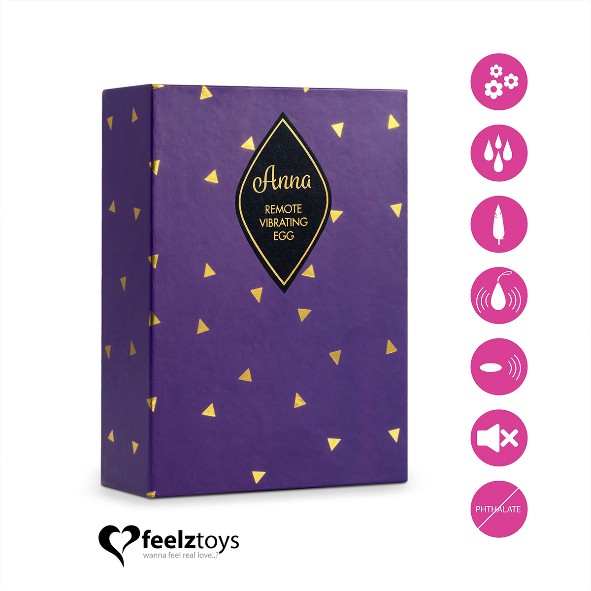 FeelzToys Вибромассажер в форме капли на радиоуправлении Anna Vibrating Egg розовый