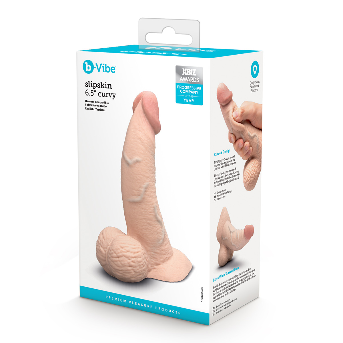 b-Vibe Анальный изогнутый фаллоимитатор SLIPSKIN REALISTIC CURVED 6,5 in