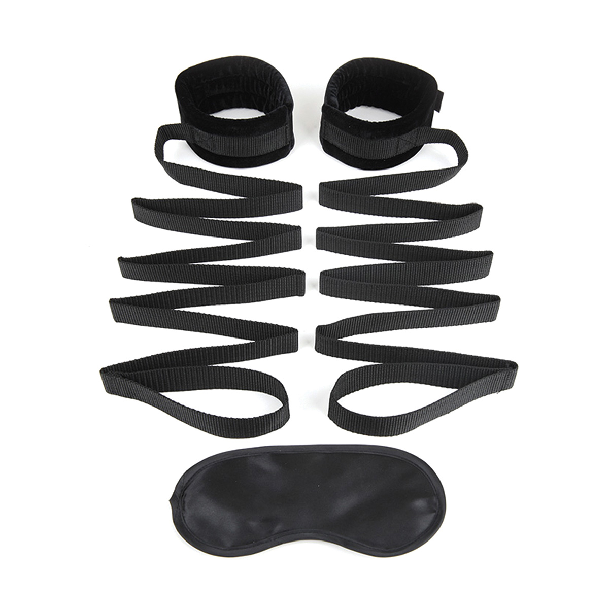 Lux Fetish Фиксирующие черные ремни для пар Bondage Bed Strap
