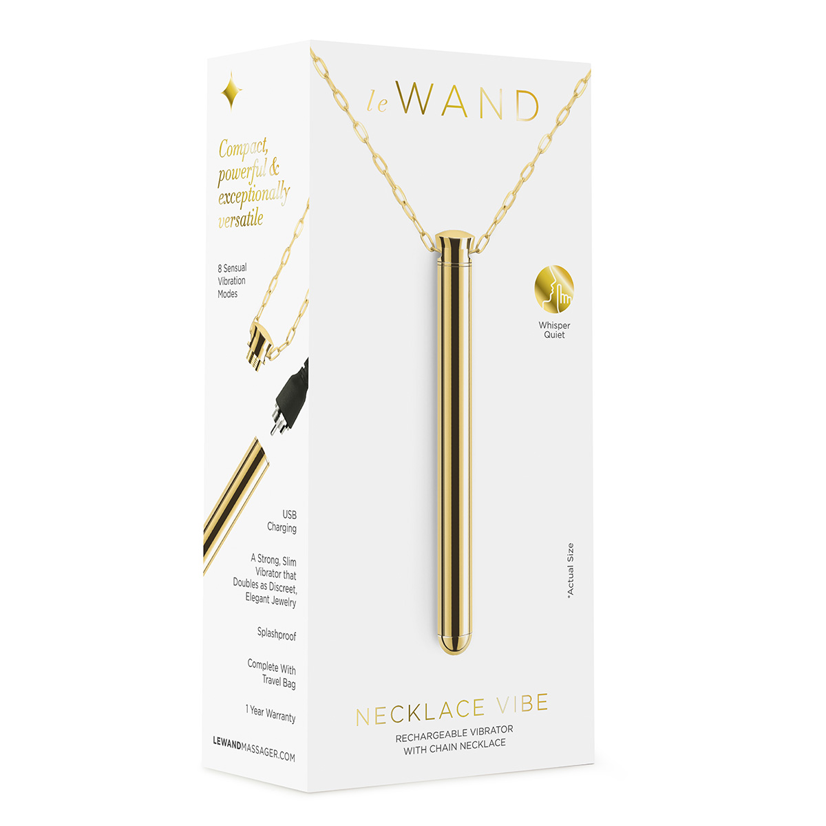 le WAND Элегантный вибромассажер-кулон из стали le WAND VIBRATING NECKLACE GOLD