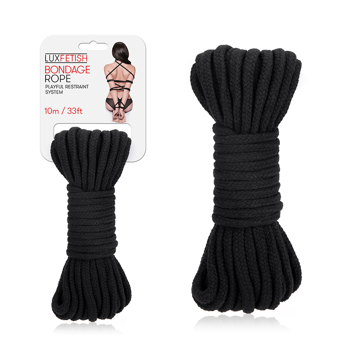 Lux Fetish Черная хлопковая веревка 10 м для связывания Bondage Rope
