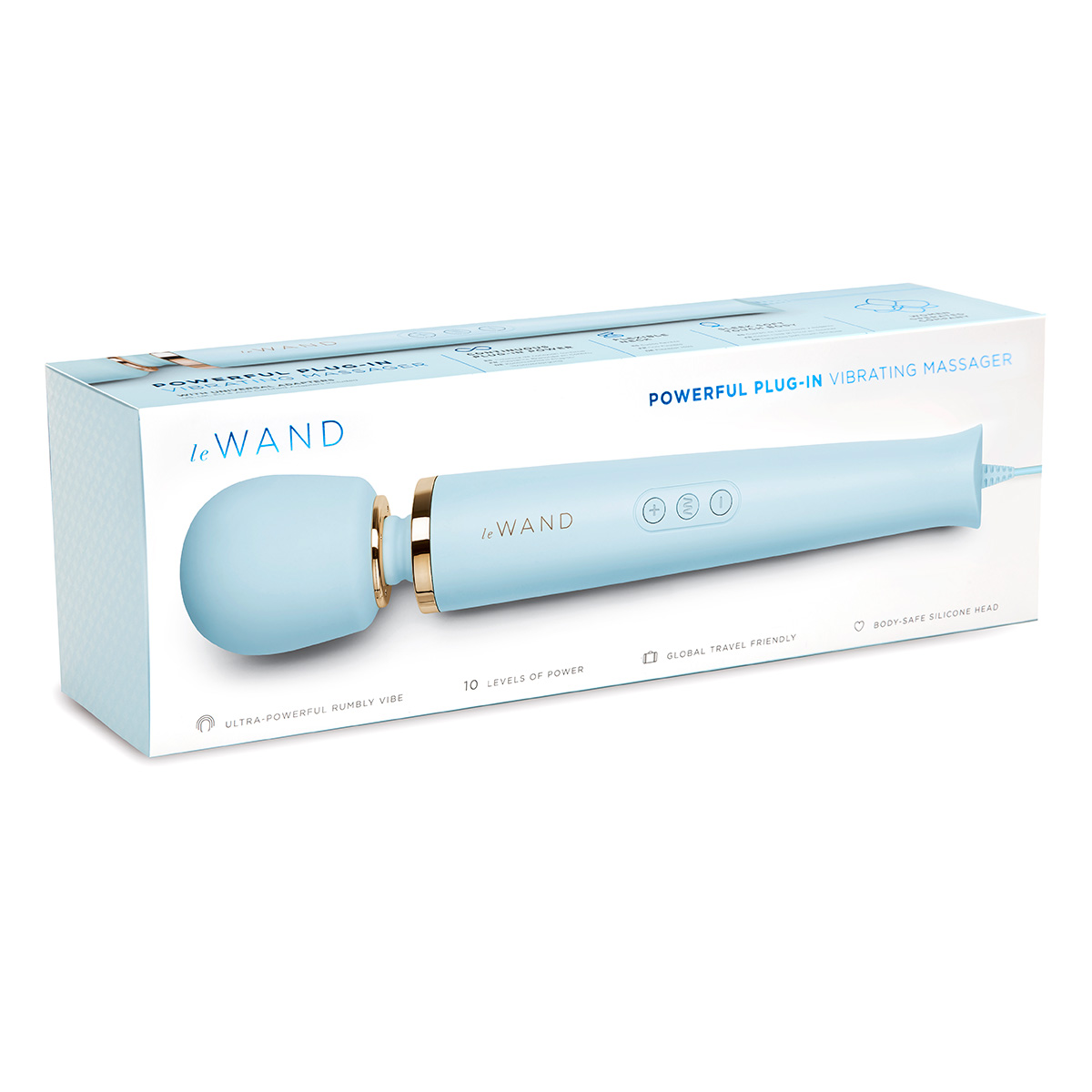 le WAND Нежно-голубой проводной вибромассажер le WAND Sky Blue с 10-ю скоростями