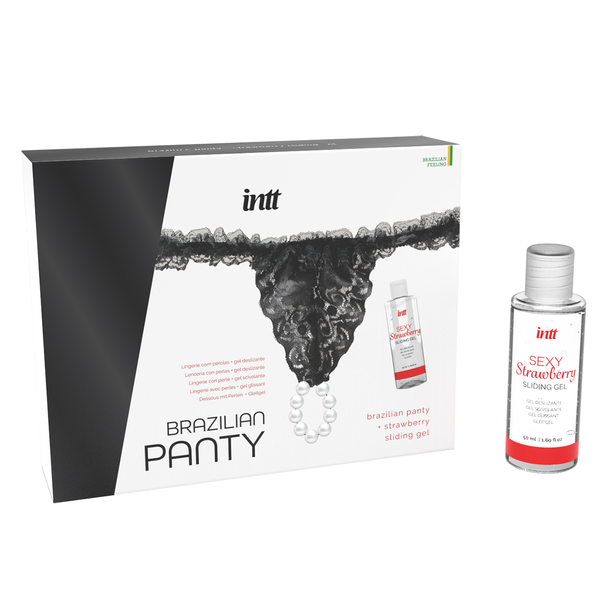 Набор Brazilian Panty Sliding Gel Strawberry + повязка (черная)