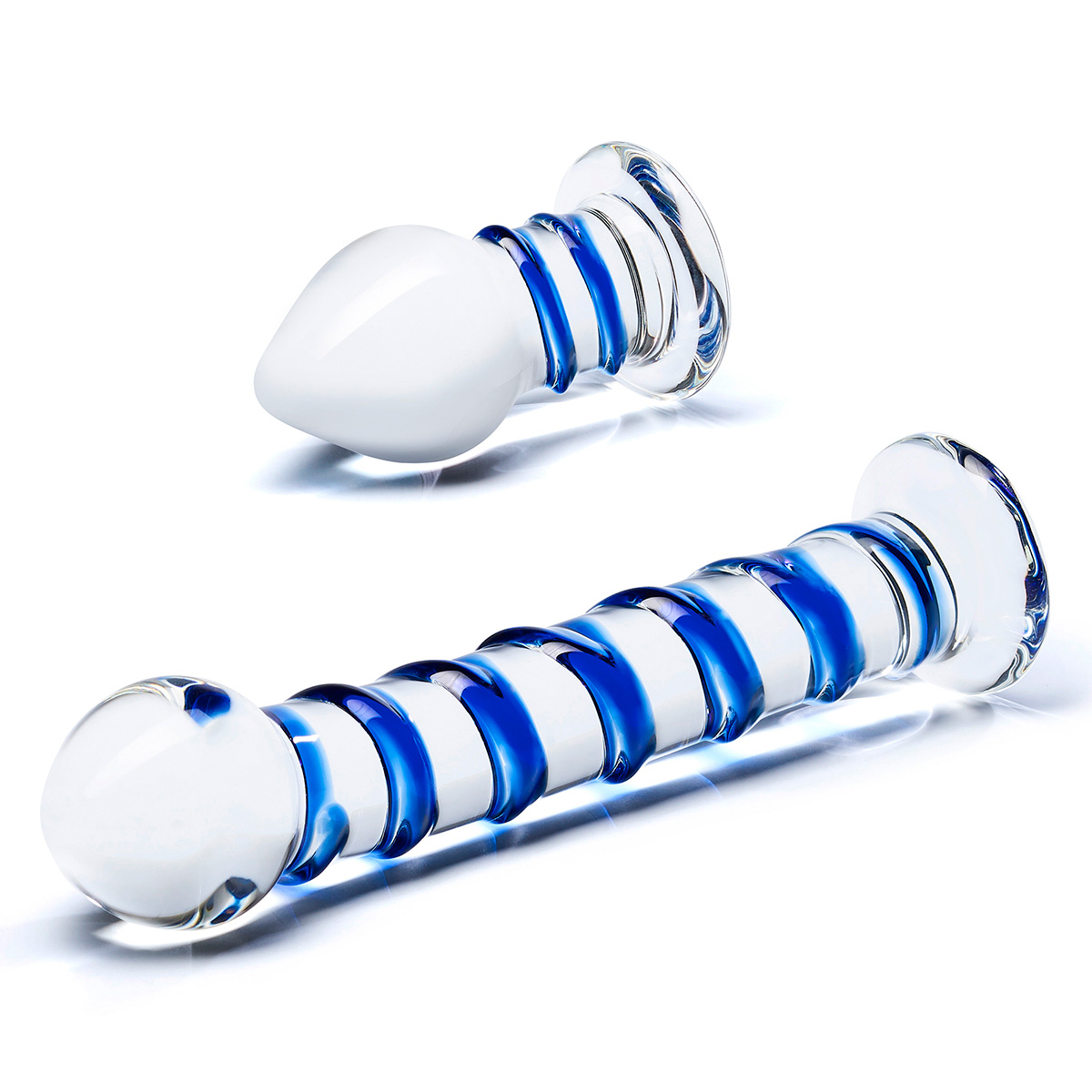 Glas Сет из 2-х стеклянных игрушек SWIRLY DILDO & BUTTPLUG SET