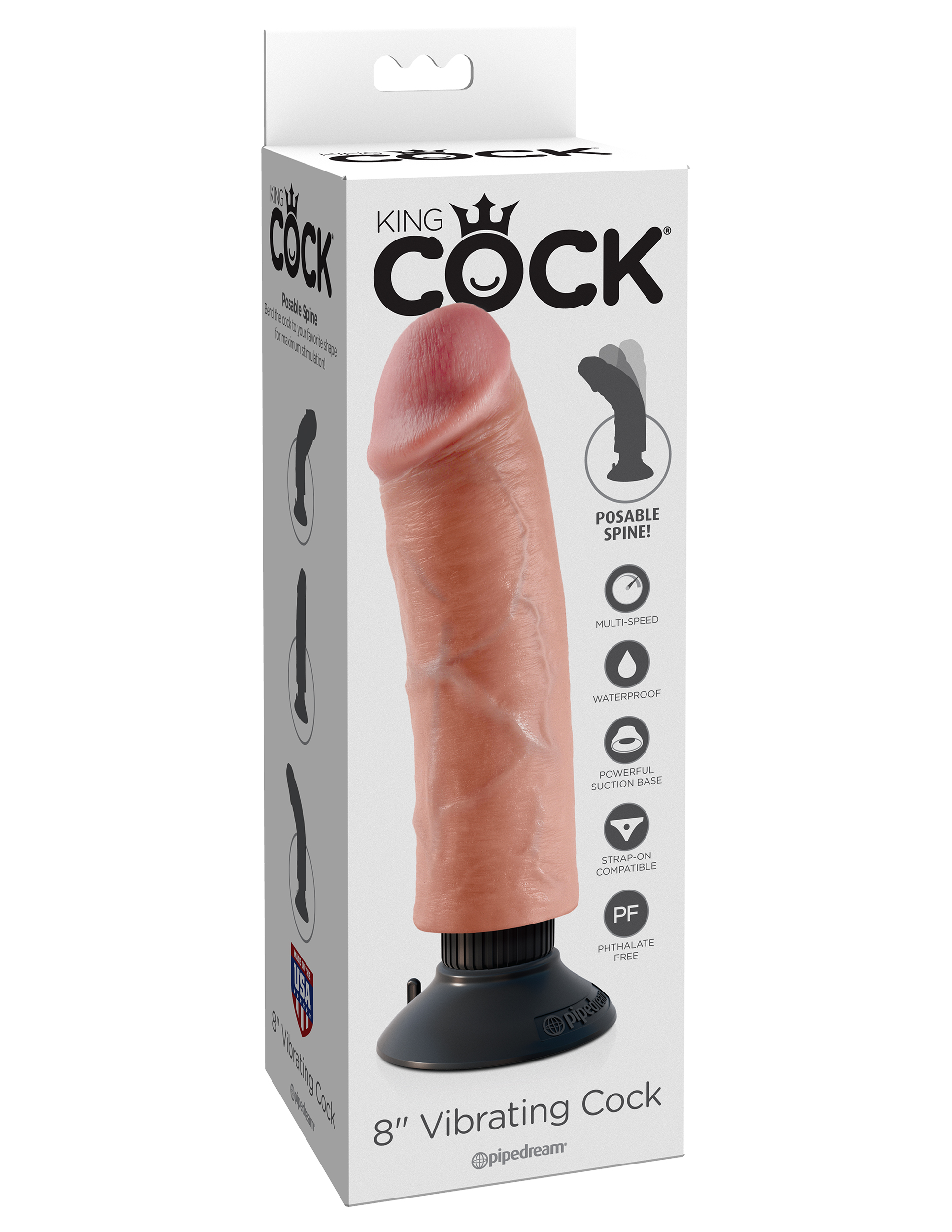 Вибромассажер реалистик на присоске 3 в 1, 8 Vibrating Cock
